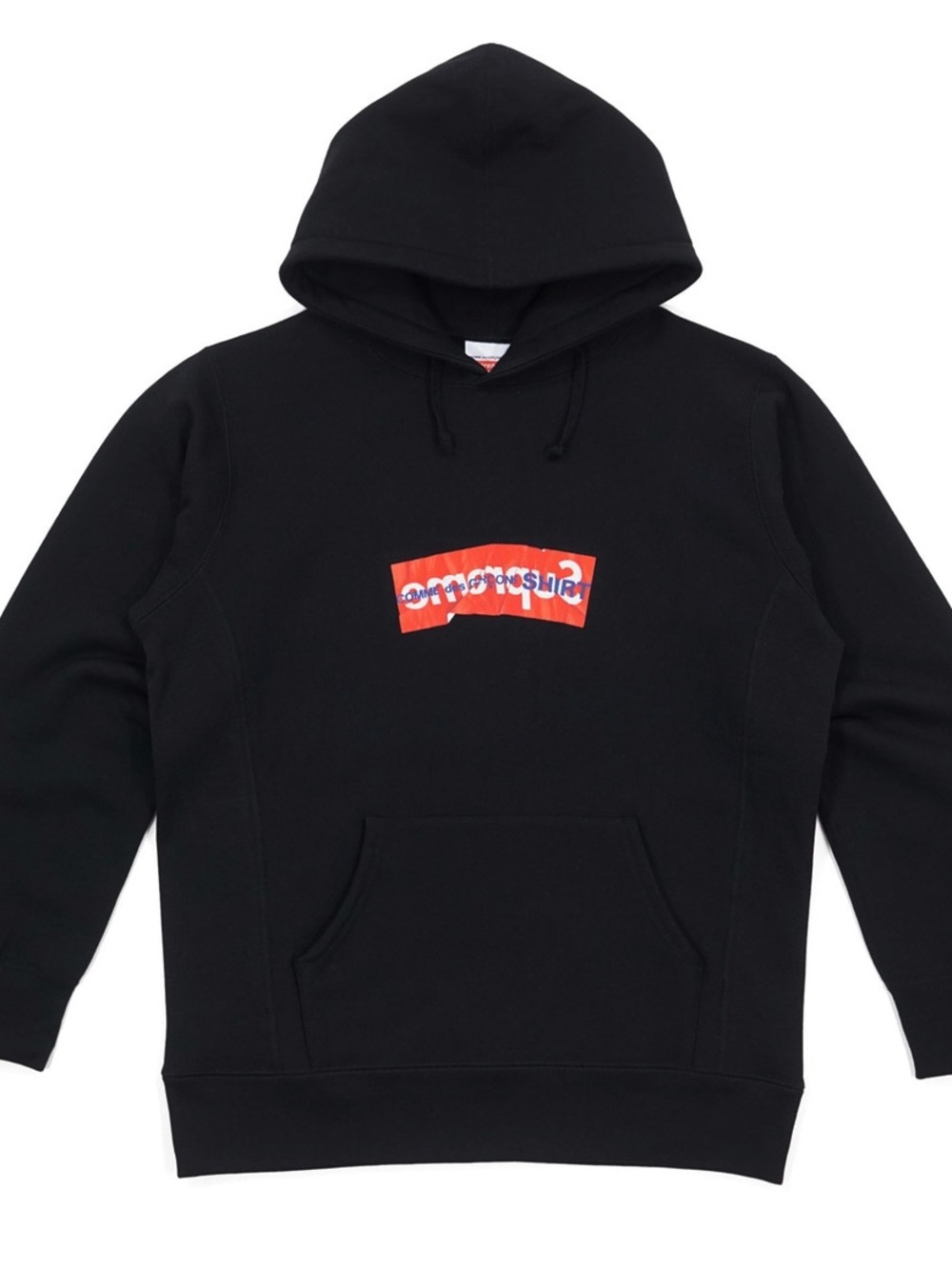 Supreme Black Sweatshirt with Red Camouflage Logo and Blue Script
